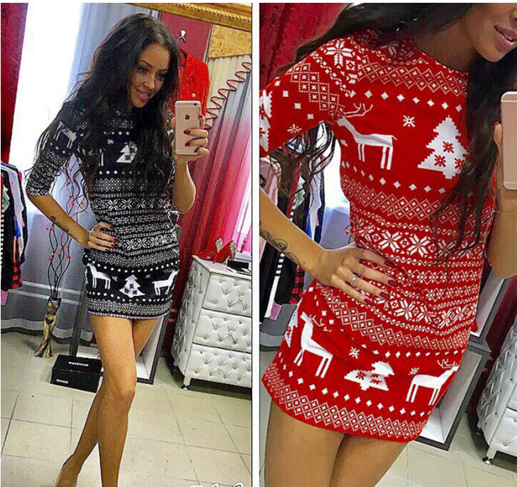 Reindeer Fair Isle Bodycon Mini Dress