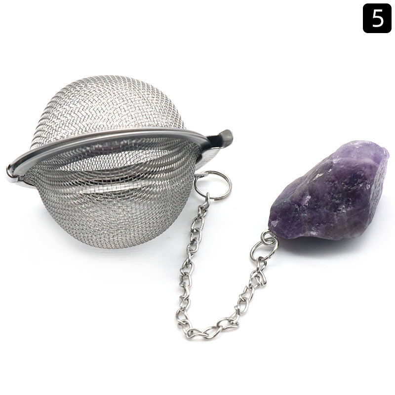 Natural Raw Gemstone Tea Filter Ball Kitchen Gadget