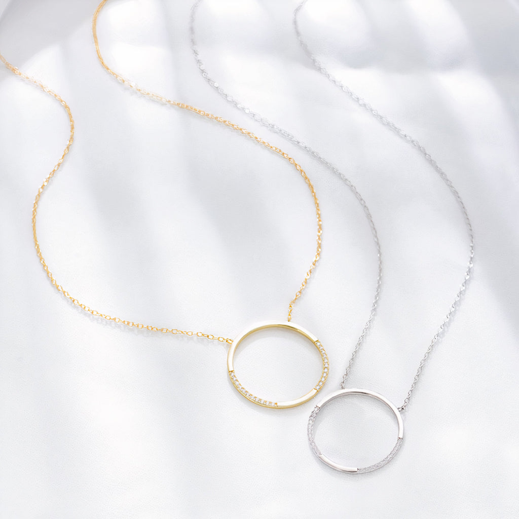 Pavé Circle Pendant Necklace