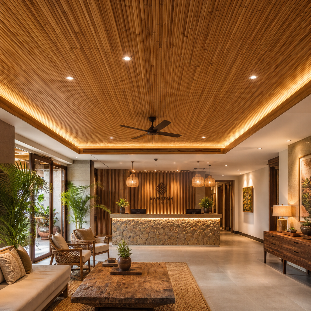 Bamboo Ceiling Decor for Hotels and Guesthouses