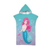 Mermaid Hooded Bath Towel Cape for Beach and Home