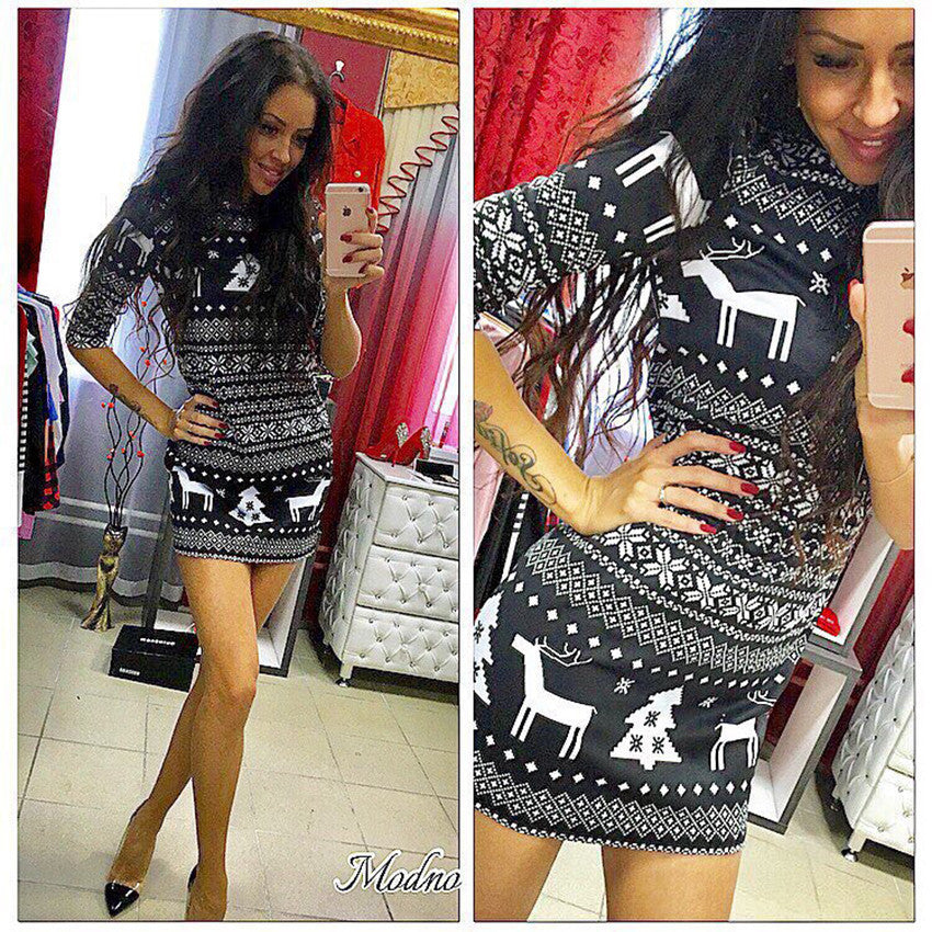 Reindeer Fair Isle Bodycon Mini Dress