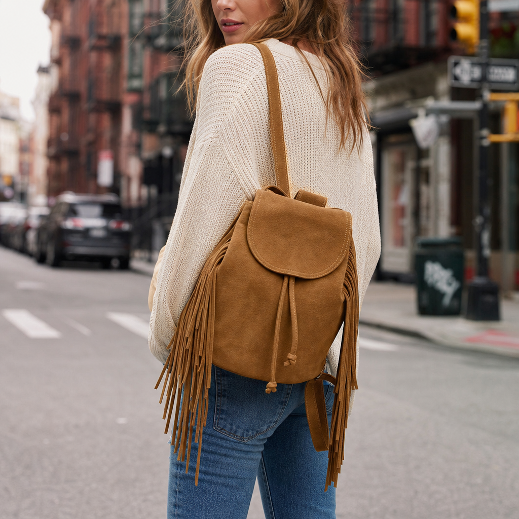 Retro Women's Backpack with Tassels and Large Capacity – Trove Co