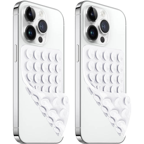 AZXYI 2 Pack Silicone Suction Cup Phone Case Mount Double Sided Non Slip Phone Accessories for Cellphone Hands-Free Strong Grip Silicon Phone Holder for Selfies and Videos (White)
