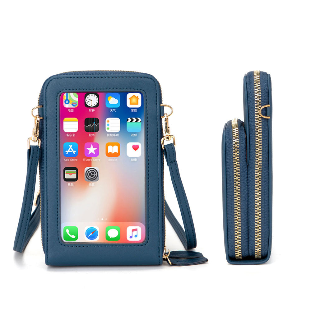 Korean PU Zipper Touch Screen Mobile Phone Bag