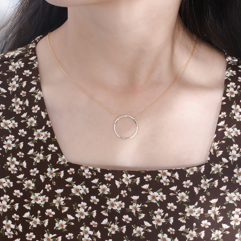 Pavé Circle Pendant Necklace