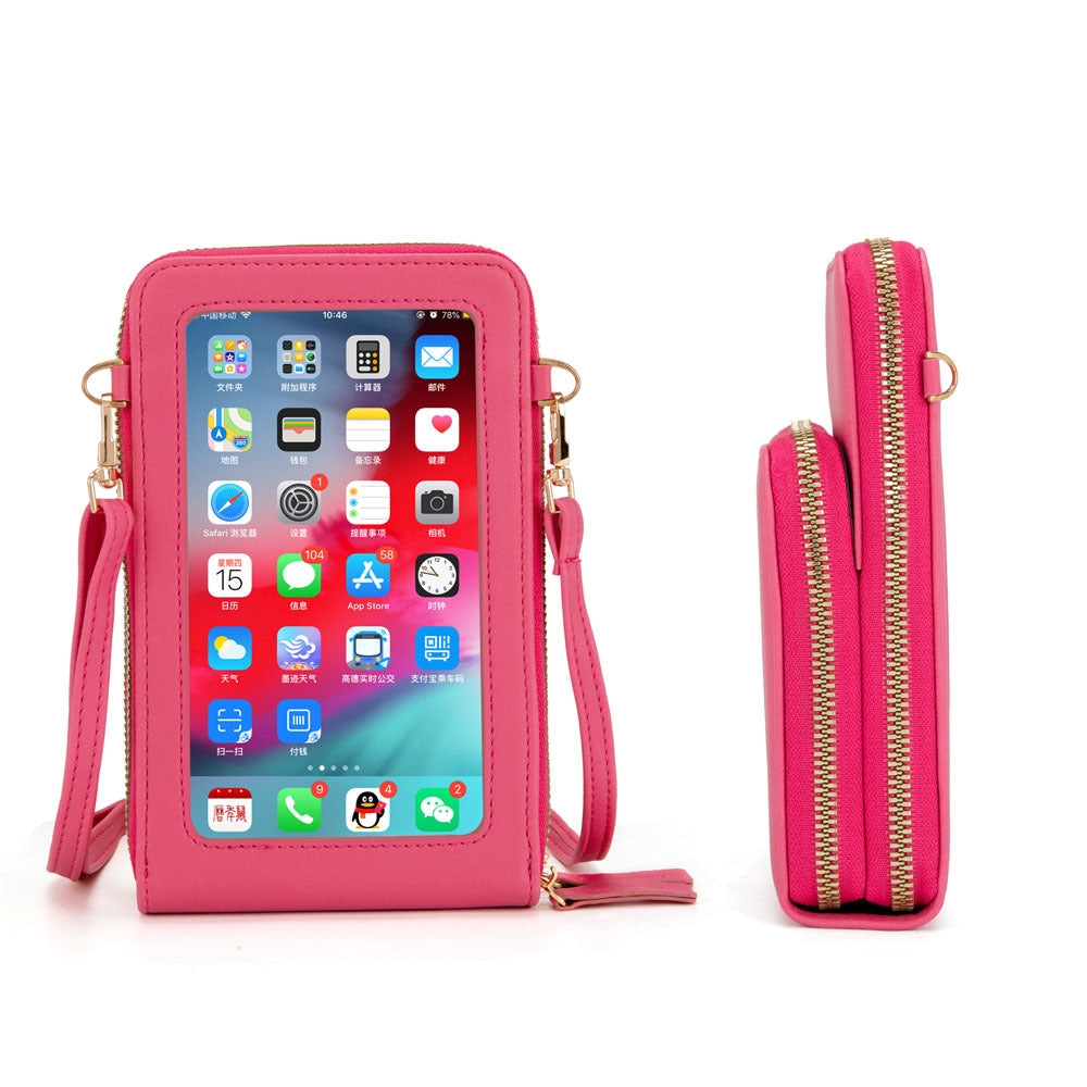 Korean PU Zipper Touch Screen Mobile Phone Bag