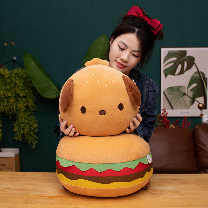 Puppy Hamburger Plush Pillow for Kids' Room Decor