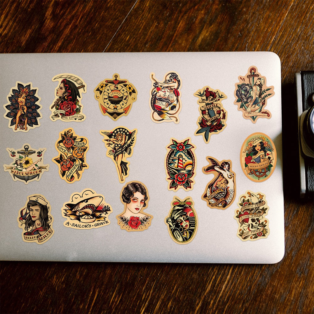 50PCS Waterproof Retro Sailor Girl Graffiti Stickers