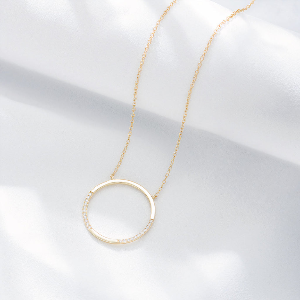 Pavé Circle Pendant Necklace
