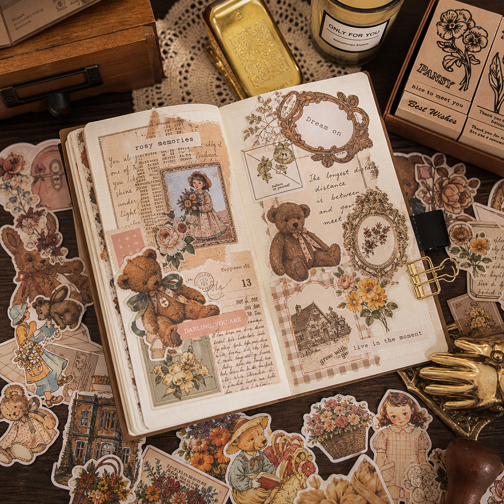 50 PCS Cute Retro Hand Account Stickers for Girls