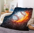 Plush Baseball Print Throw Blanket