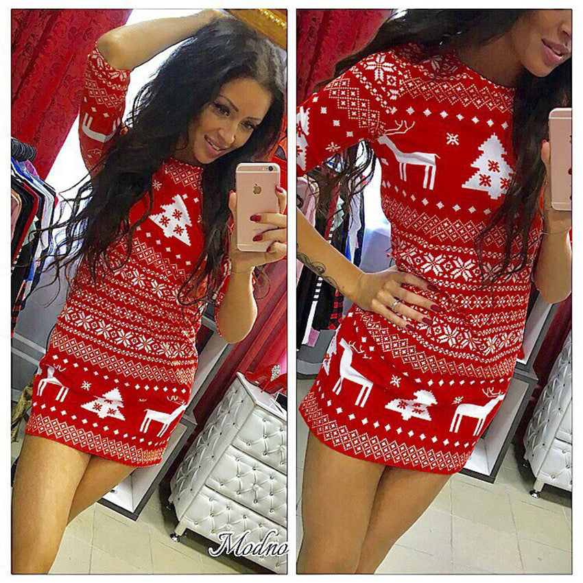 Reindeer Fair Isle Bodycon Mini Dress