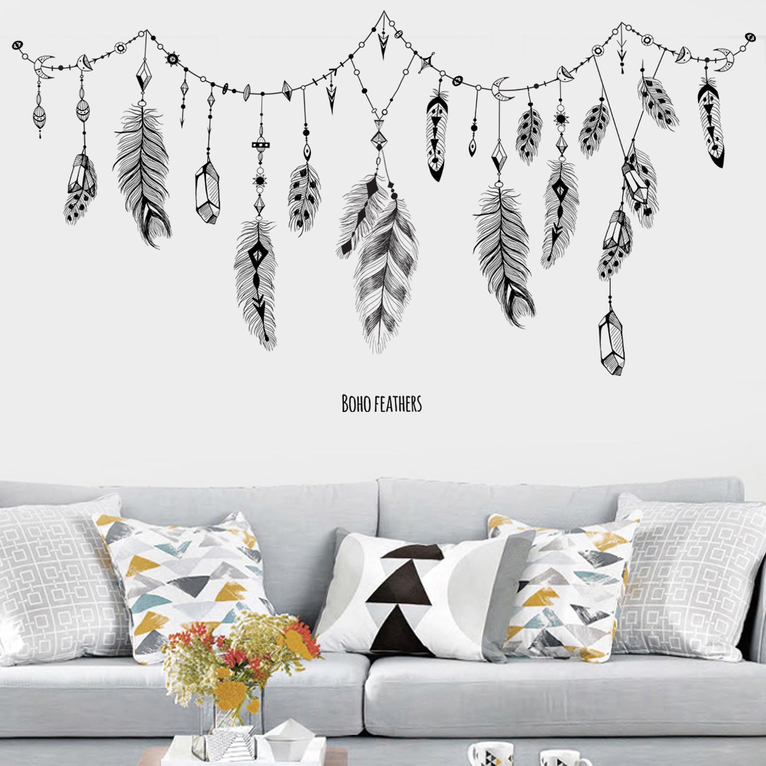 Removable Feather Wall Stickers for Kids' Room Decor