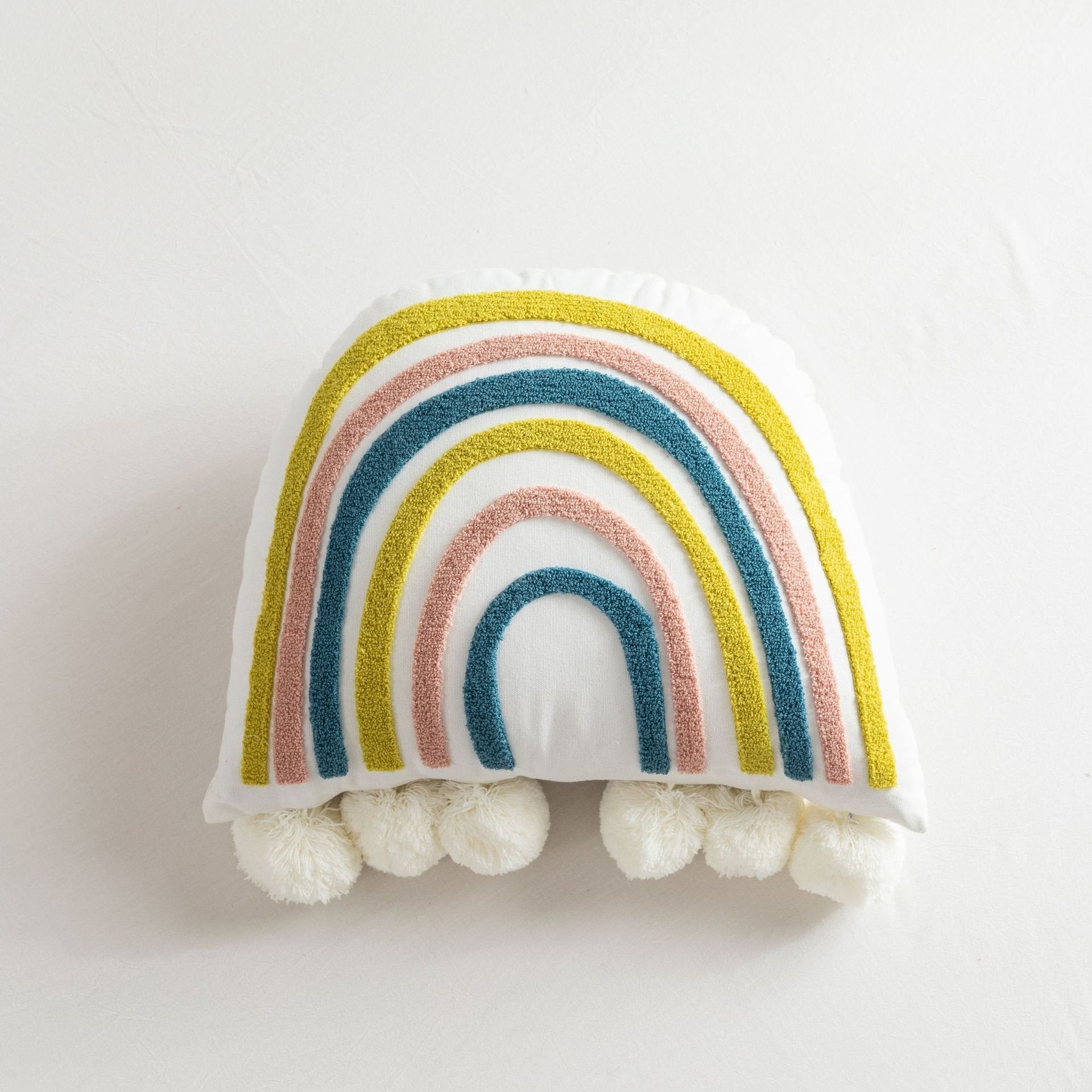 Embroidered Rainbow Pillow for Children's Room Decor