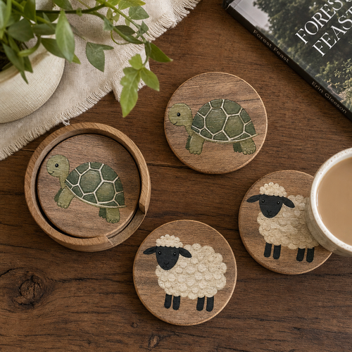 2024 Handmade Cute Turtle and Sheep Coasters