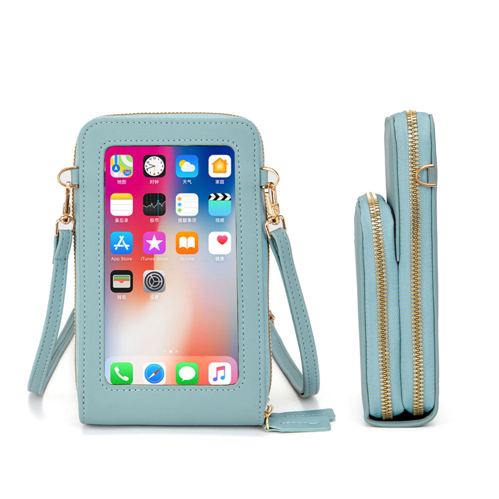 Korean PU Zipper Touch Screen Mobile Phone Bag