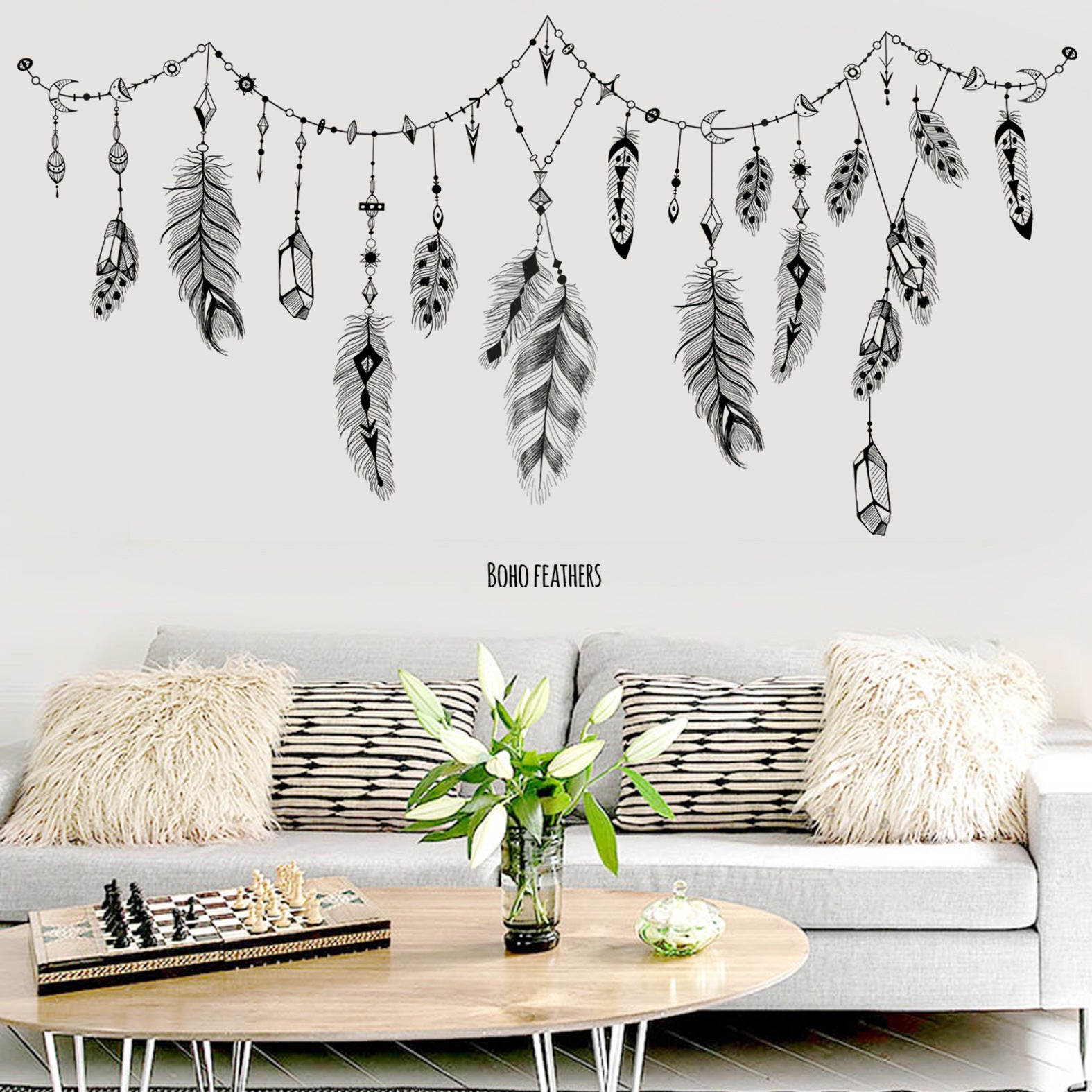 Removable Feather Wall Stickers for Kids' Room Decor