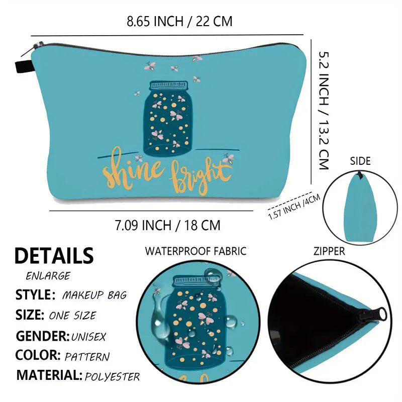 Firefly Print Waterproof Makeup Bag for Women