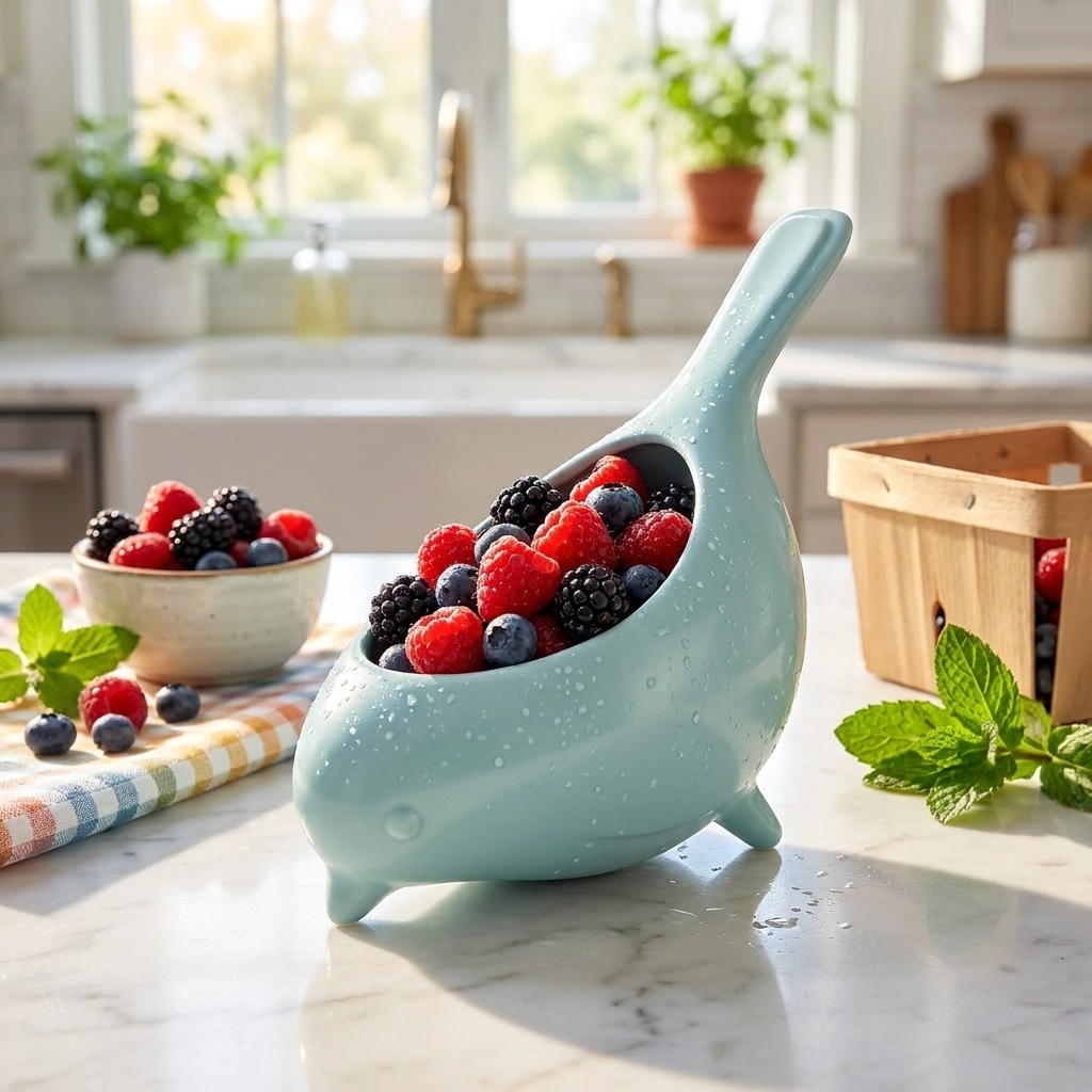 Blue Bird Ceramic Colander