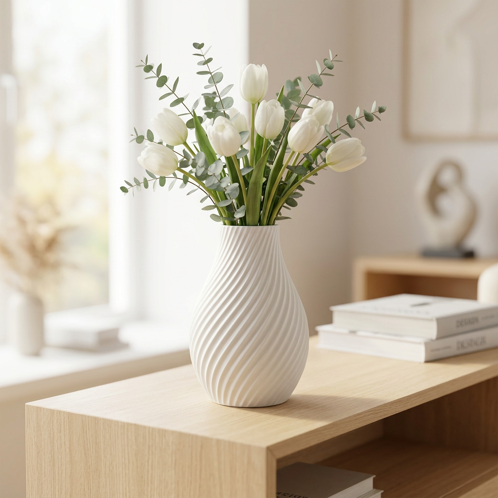 Modern White Ceramic Flower Vase
