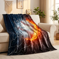 Plush Baseball Print Throw Blanket