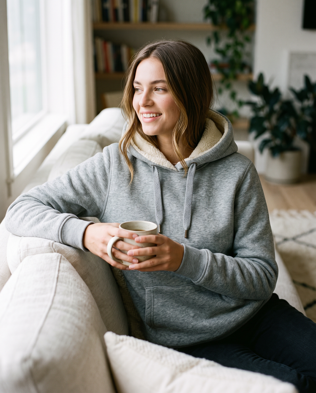 Fleece-lined Double Hood Sweater