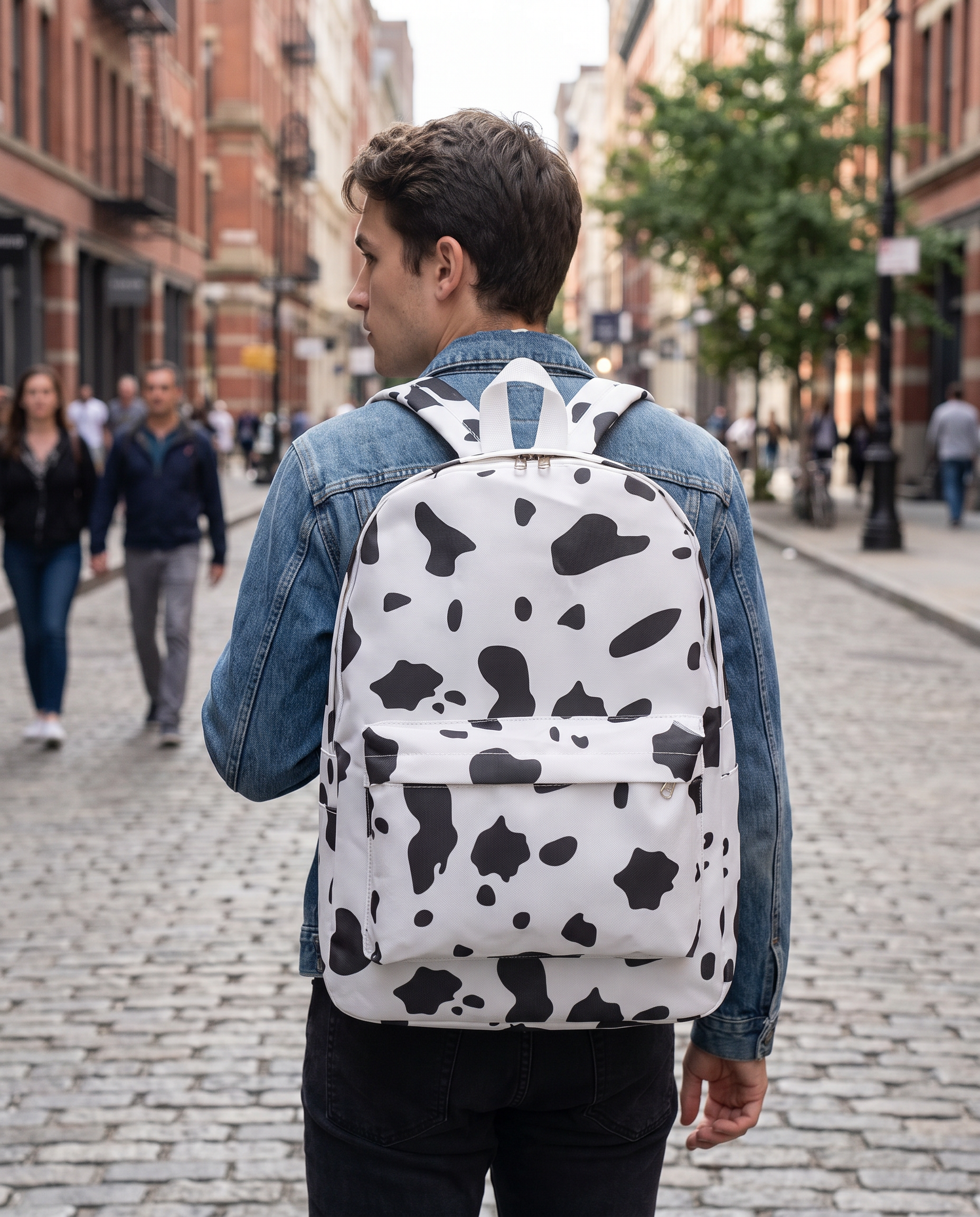 Cow Print Canvas Backpack