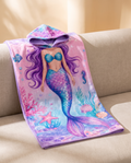 Mermaid Hooded Bath Towel Cape for Beach and Home