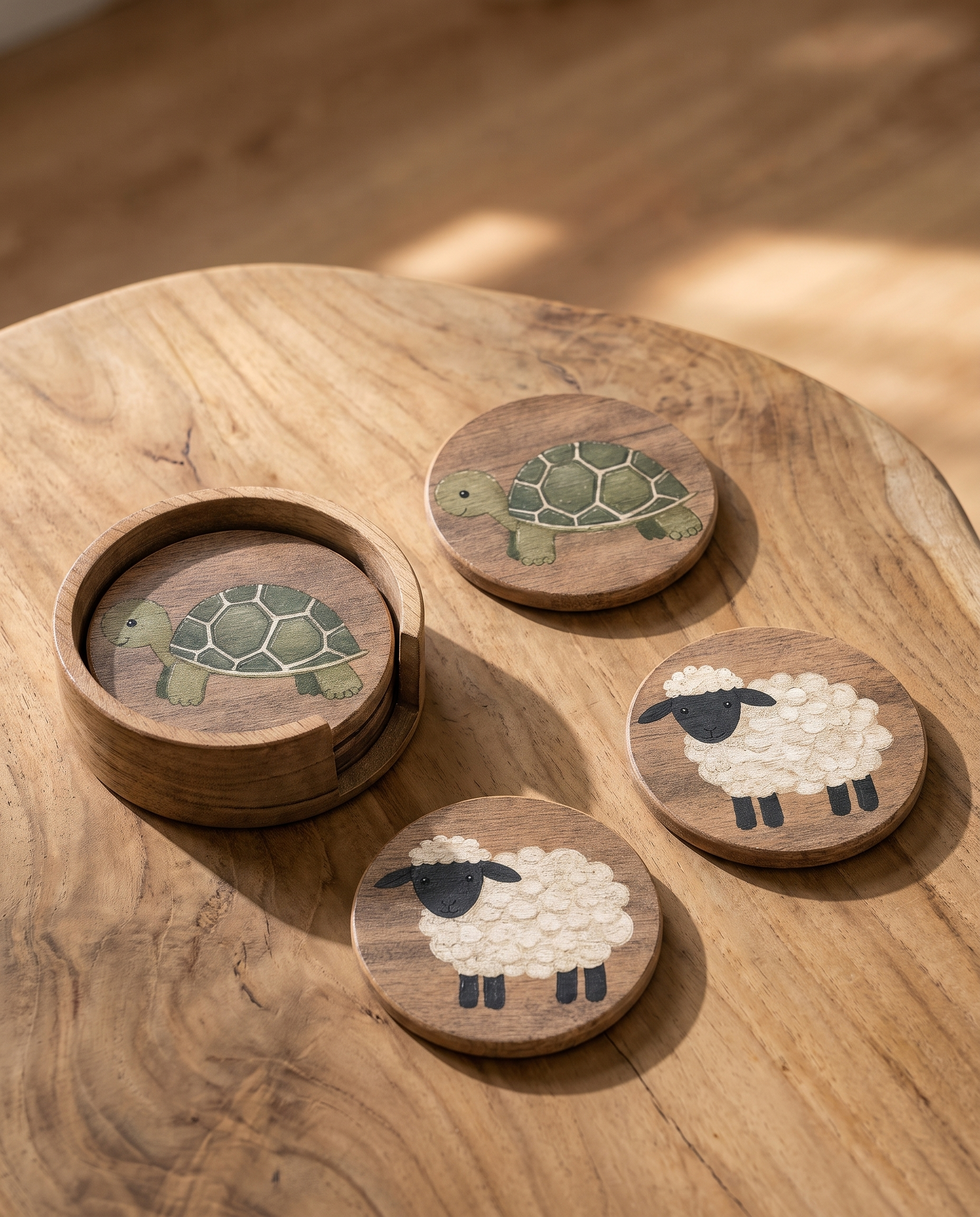 2024 Handmade Cute Turtle and Sheep Coasters