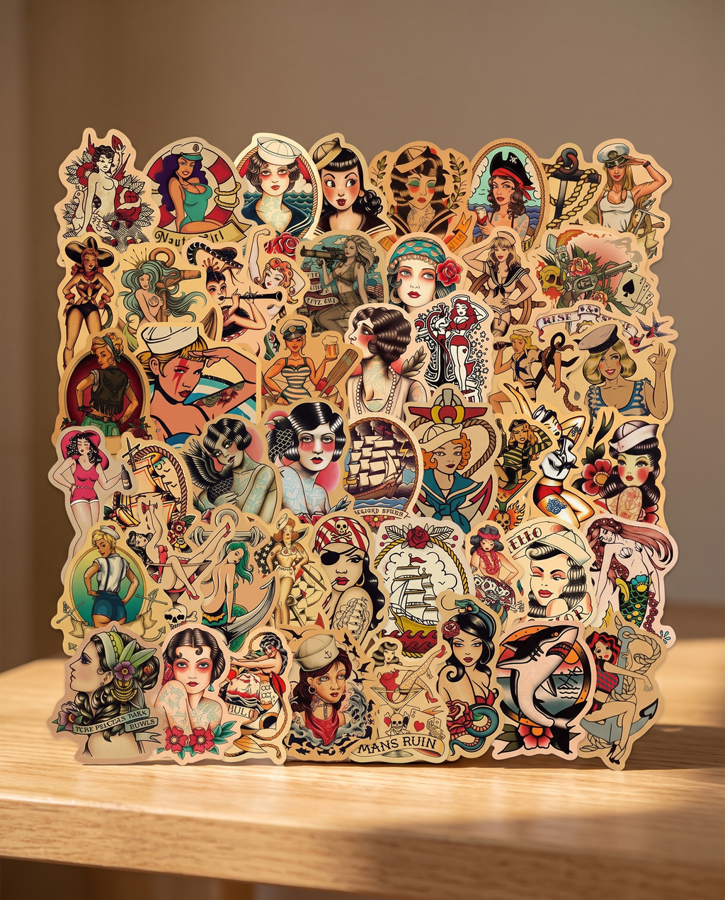 50PCS Waterproof Retro Sailor Girl Graffiti Stickers