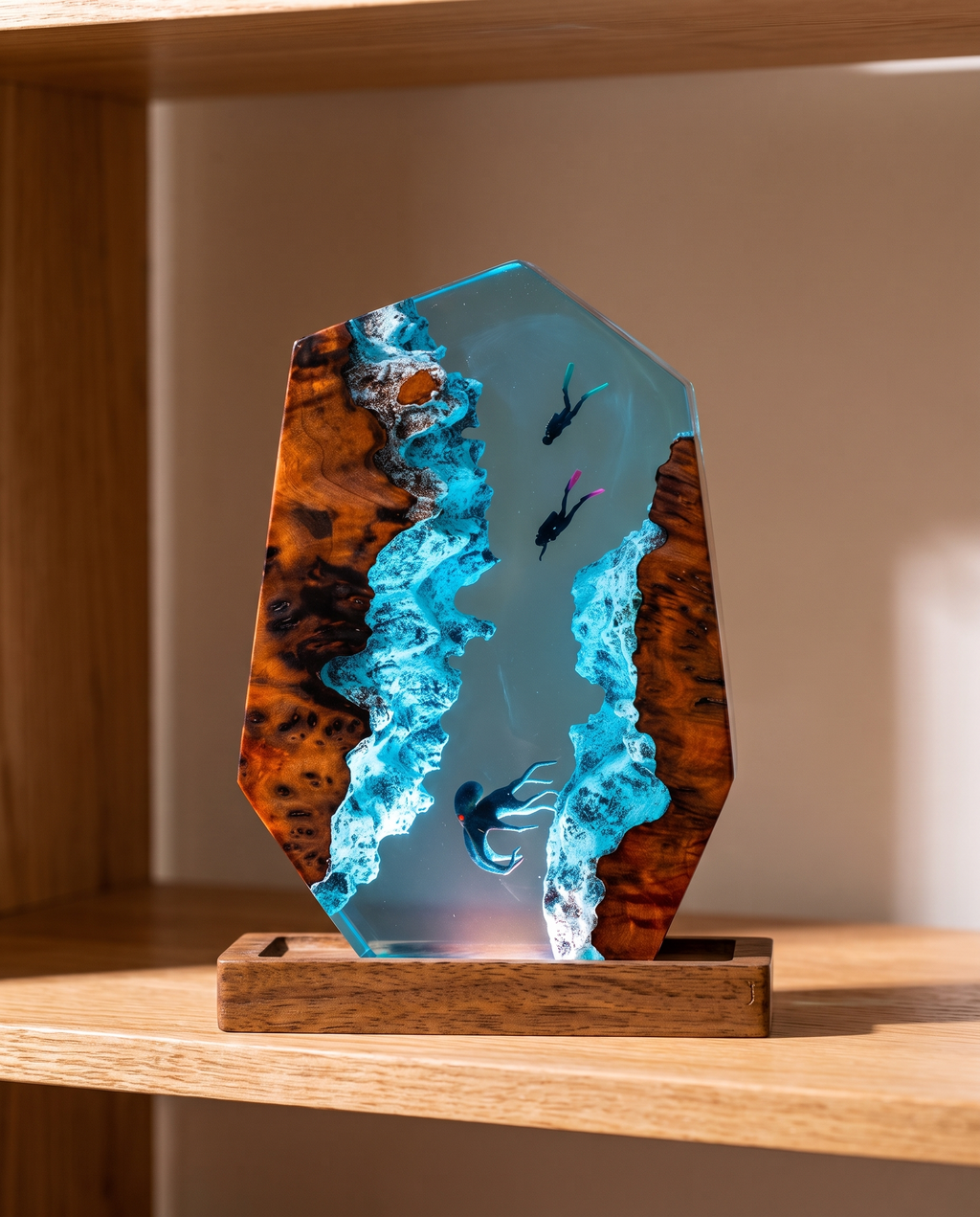 Resin Small Night Lamp 3D Diver Octopus Epoxy Handmade Crafts Decoration