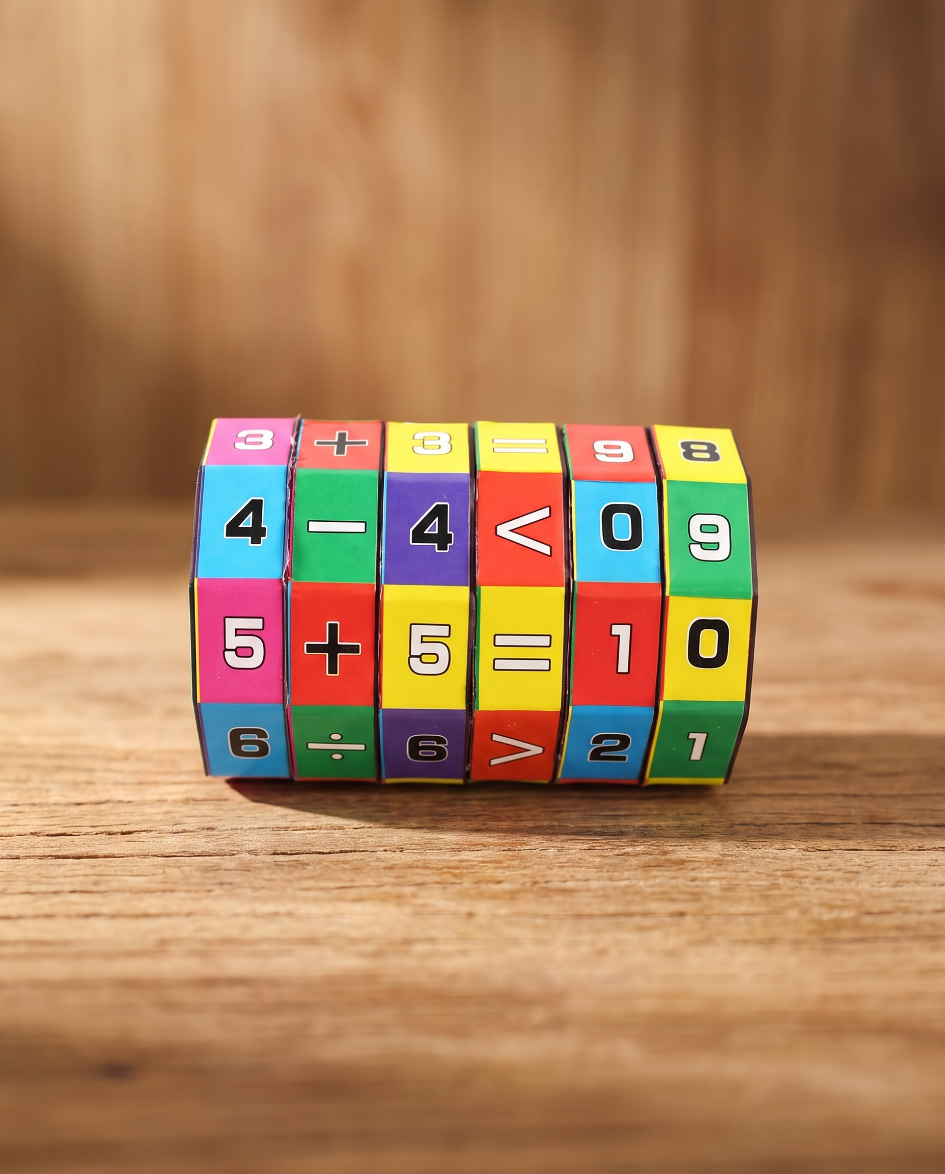 Cylindrical Six-Sided Math Cube for Kids Learning Toy