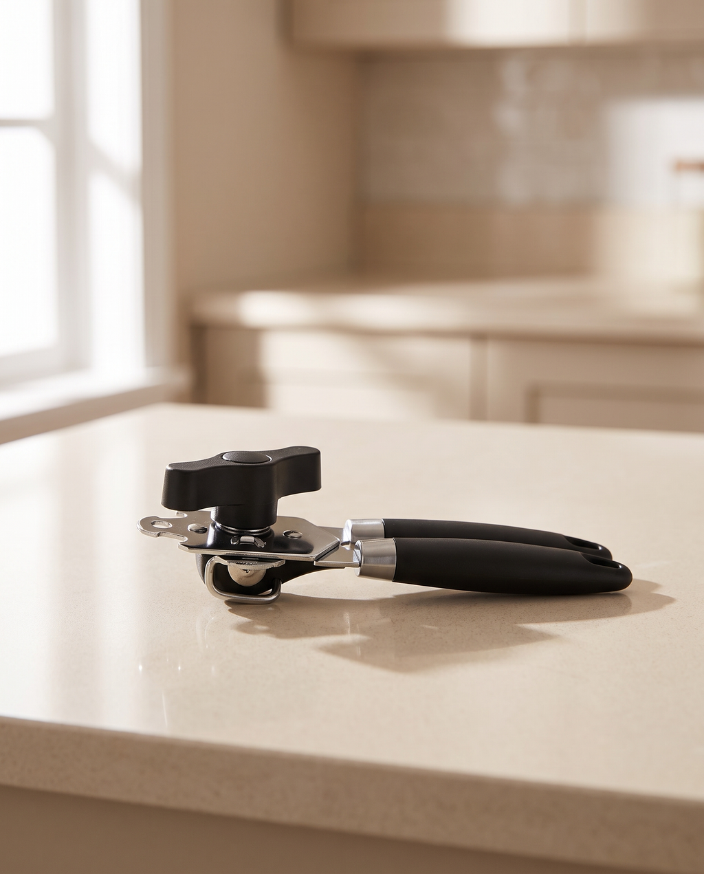 Stainless Steel Can Opener with Single Handle Design