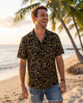 Sea of Gold Riches Hawaiian Button Shirt: Dive into Opulent Ocean Elegance!