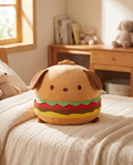 Puppy Hamburger Plush Pillow for Kids' Room Decor