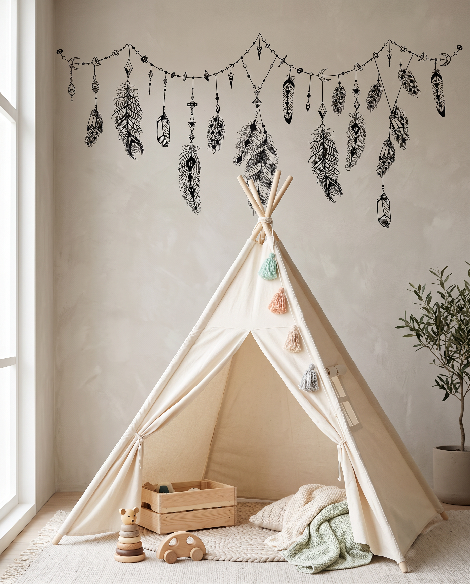 Removable Feather Wall Stickers for Kids' Room Decor
