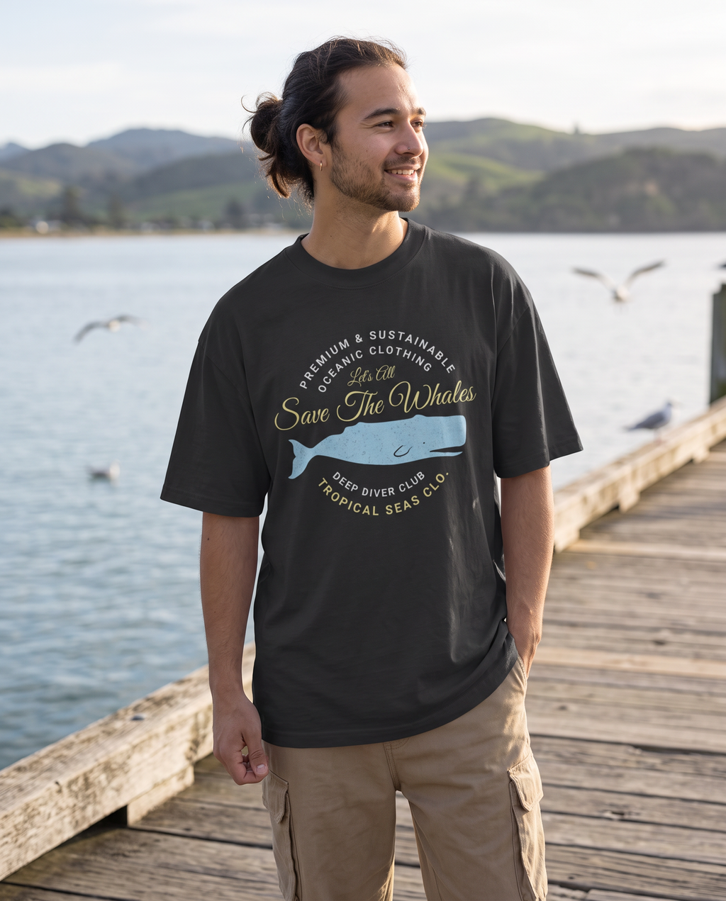 Oversized faded Lets Save the Whales t-shirt